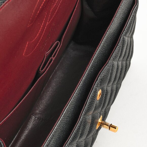 Chanel Timeless Black Caviar Leather Classic Jumbo Double Flap Bag - Picture 14 of 16